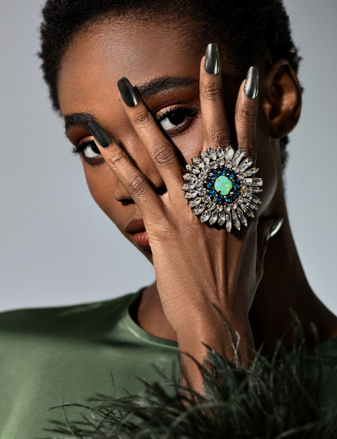 "All That Glimmers" editorial with Jolita statement jewels