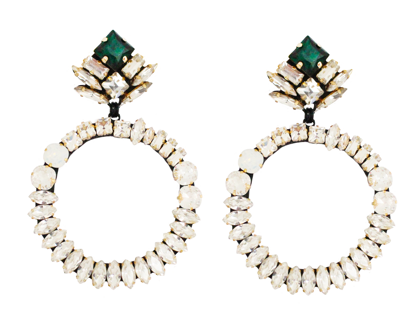 Delphine crystal hoop earrings emerald green top