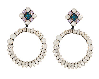 Delphine crystal hoop earrings lilac top