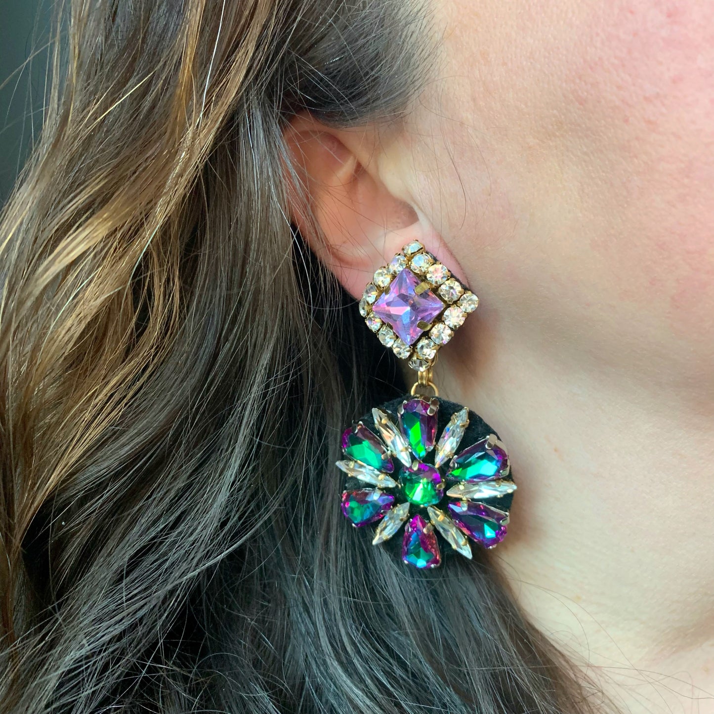 Grace earrings purple crystals
